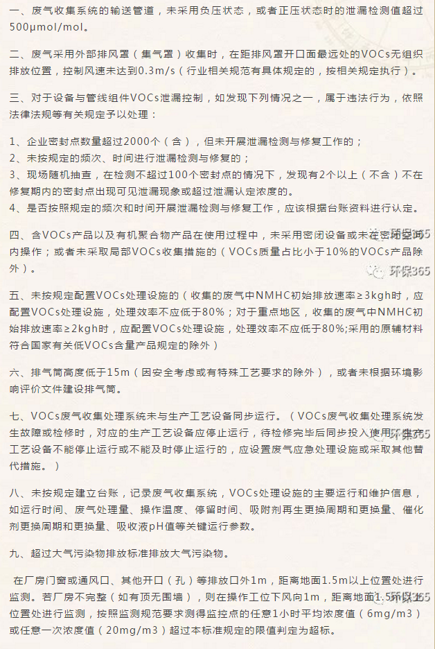 VOCs排放常见违法行为